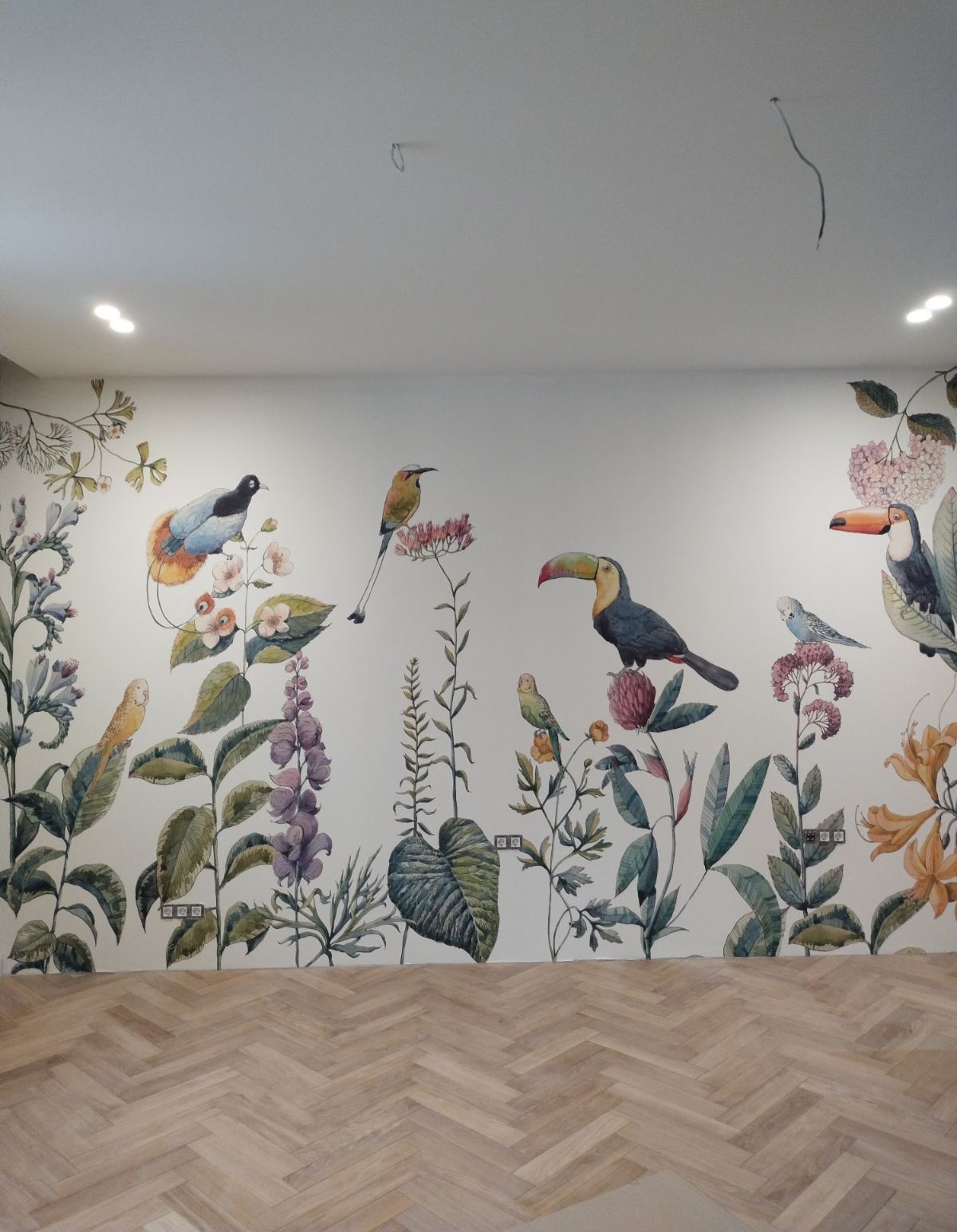 Wallpaper Birds and Flowers